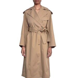 VINCE Women’s Cotton Belted Trench Coat size S Dark Khaki Midi Utility